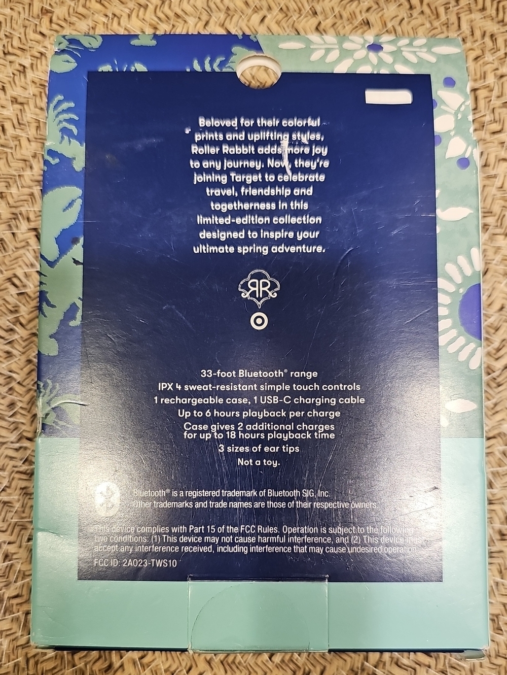 Roller Rabbit Blue Floral Vines Wireless/Bluetooth Earbuds In Case - Picture 5 of 5